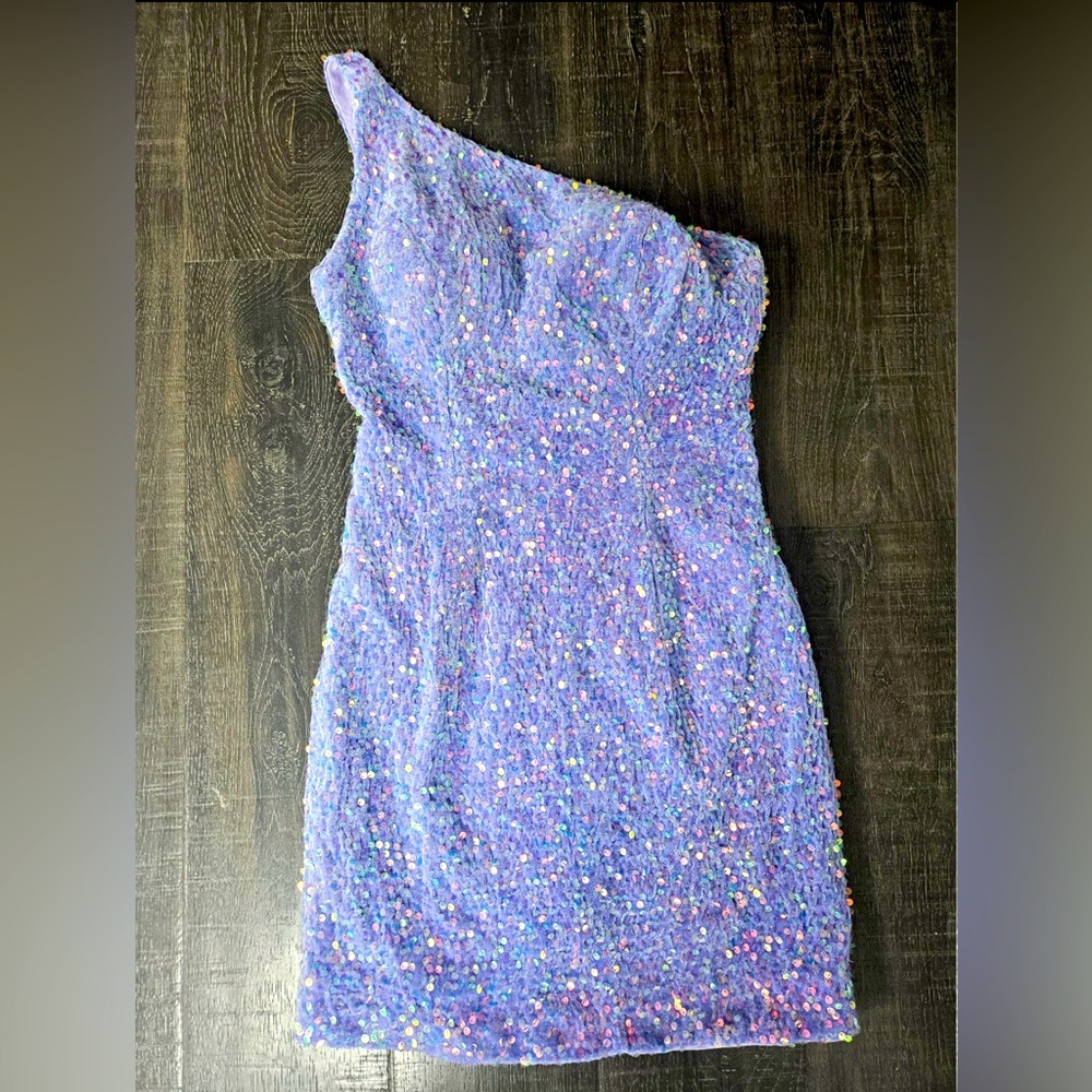 Lavender sequin mini dress